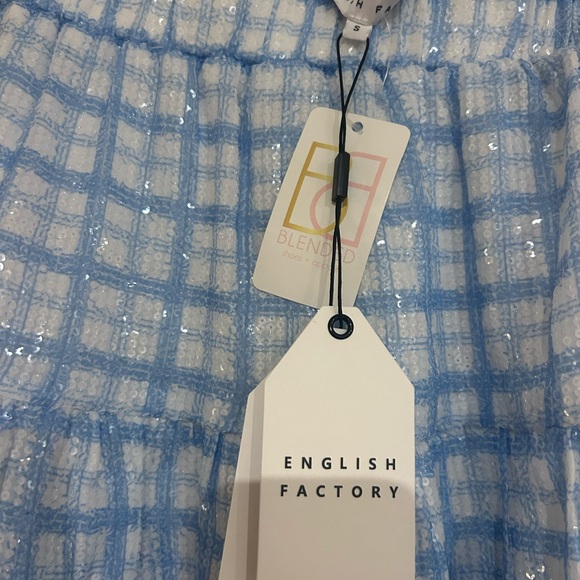 English Factory Light Blue Checkered Mini Skirt - Picture 2 of 3